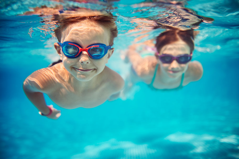 children swimming