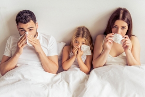 family sick in bed