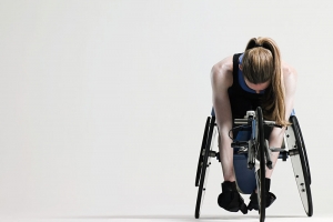 athletic woman in wheelchair