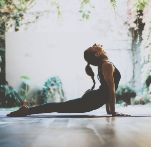 woman performing yoga