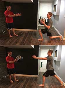 partner medicine ball lunge workout