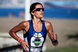Woman running in a endurance race