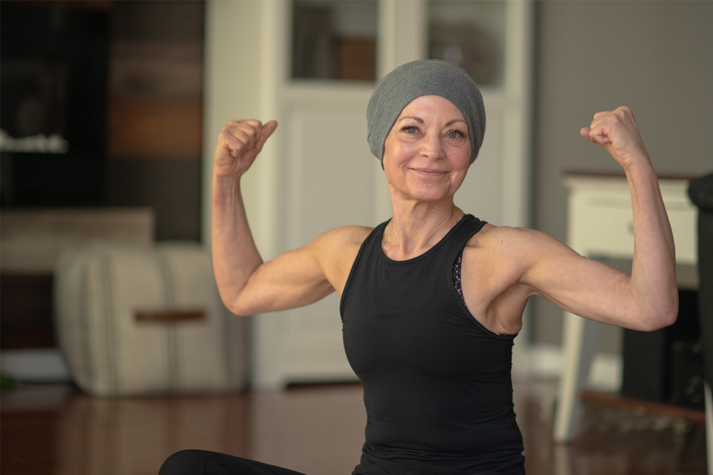 Strong female cancer patient