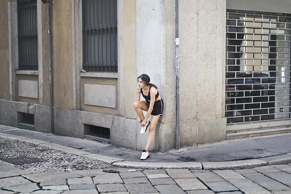 Woman exercising in the city