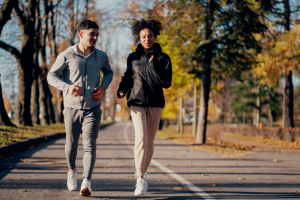 Couple running in the park